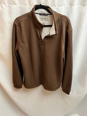 BC Clothing Sherpa Lined Quarter Zip Pullover Brown Thermal Fleece L